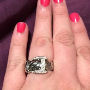 White Topaz Buckle Ring